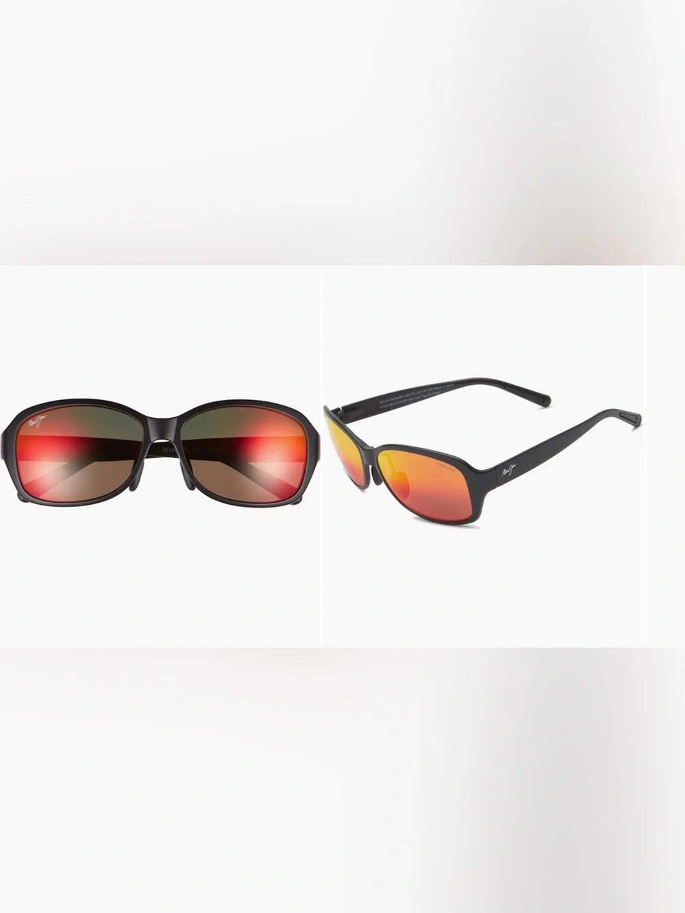 NIB Maui Jim polarized black Sunglasses with Hawaii lava Red Mirror Lenses